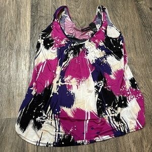 New York and Company Splatter Multi-Colored Design Tank Top